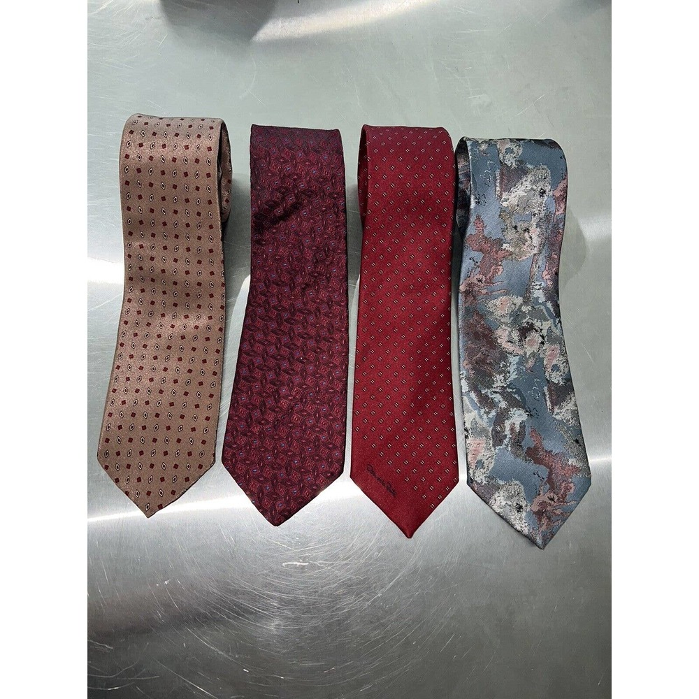Lot Of 4 Oscar De La Renta Men's Neck Tie Couture Studio Silk Polyester